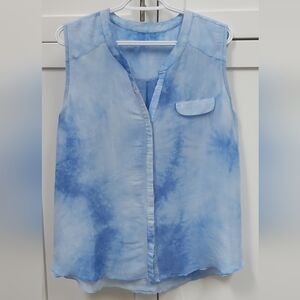 Tie dye sleeveless button down top